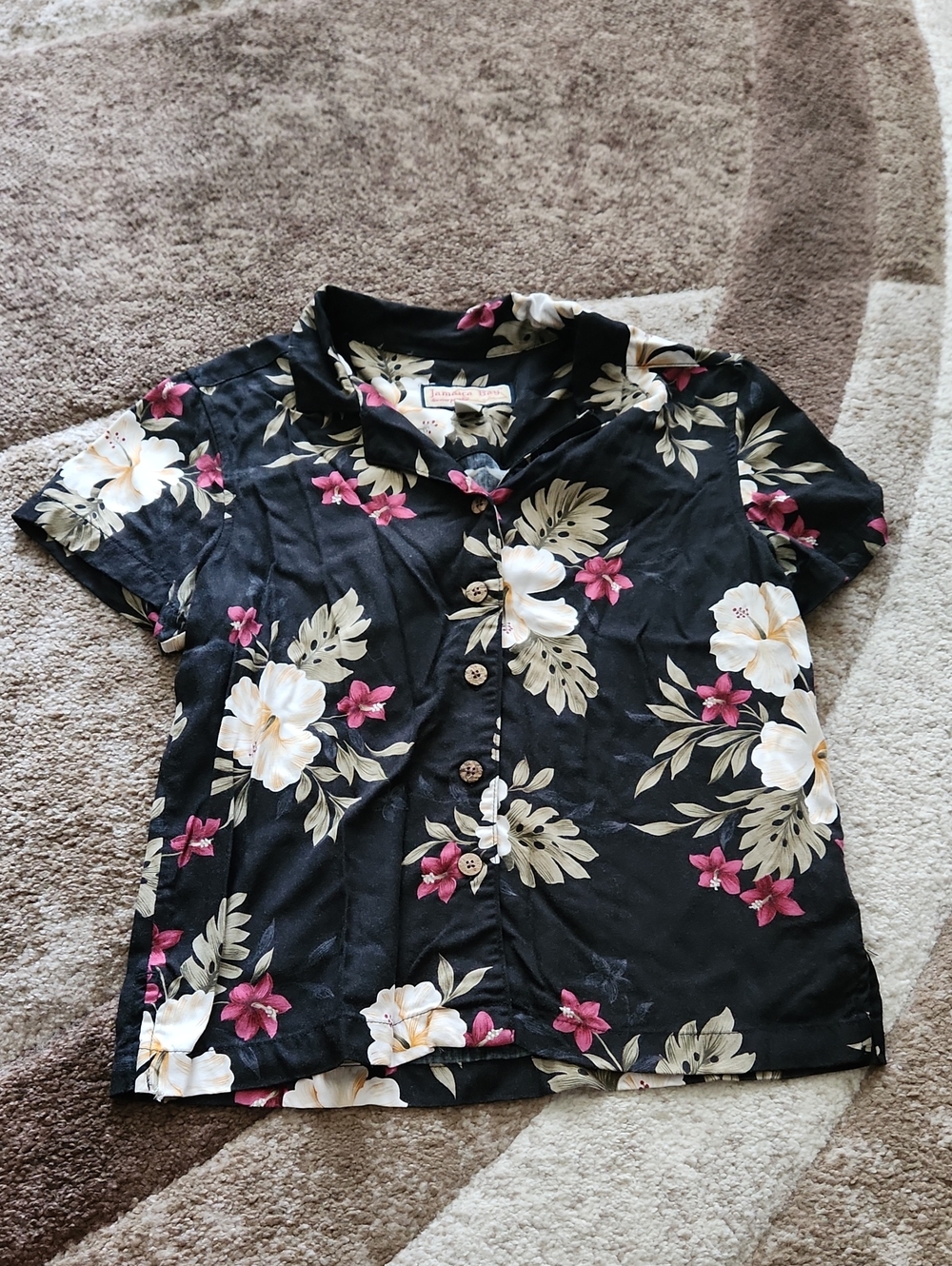 Women's Black Floral Button-Front Shirt